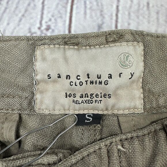 Sanctuary Linen Cargo Pants Womens Small Gray Cropped Capri Made USA 08S1165 - Picture 3 of 10